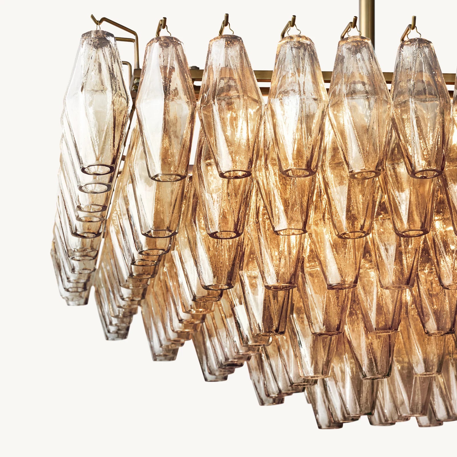 Modern Round/Rectangular/Funnel Smoke Glass Chandelier for Low-ceiling