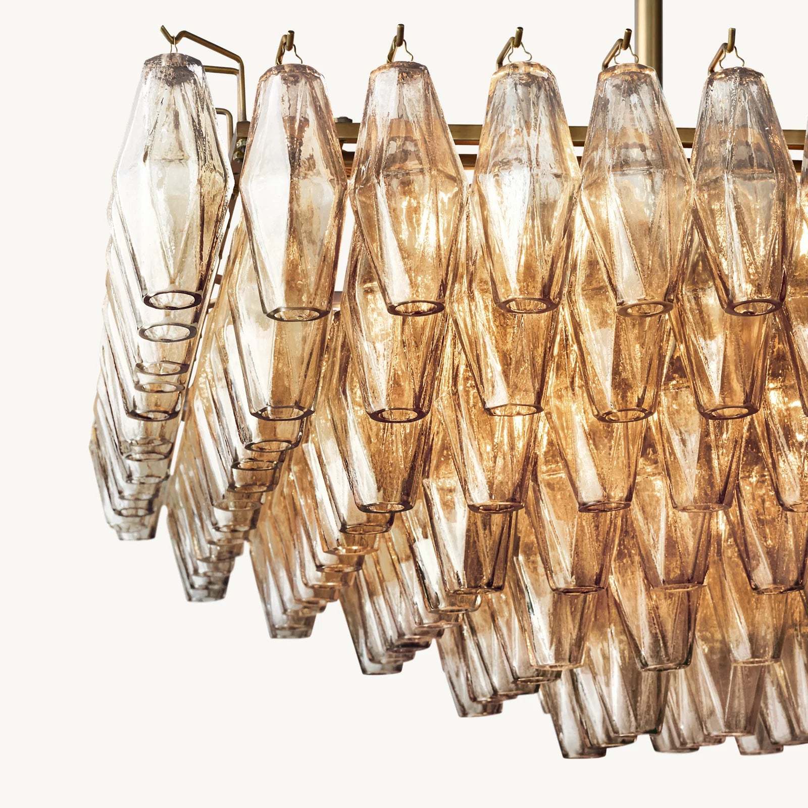 Modern Round/Rectangular/Funnel Smoke Glass Chandelier for Low-ceiling