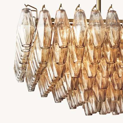 Modern Round/Rectangular/Funnel Smoke Glass Chandelier for Low-ceiling