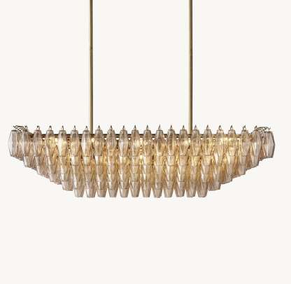 Modern Round/Rectangular/Funnel Smoke Glass Chandelier for Low-ceiling
