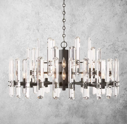 Bonnieo Faceted Crystal Round Chandelier 36"