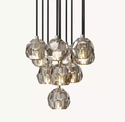 Bouble De  Crystal Round Cluster Chandelier 14"