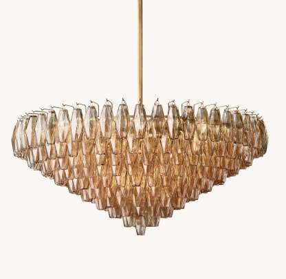 Modern Round/Rectangular/Funnel Smoke Glass Chandelier for Low-ceiling