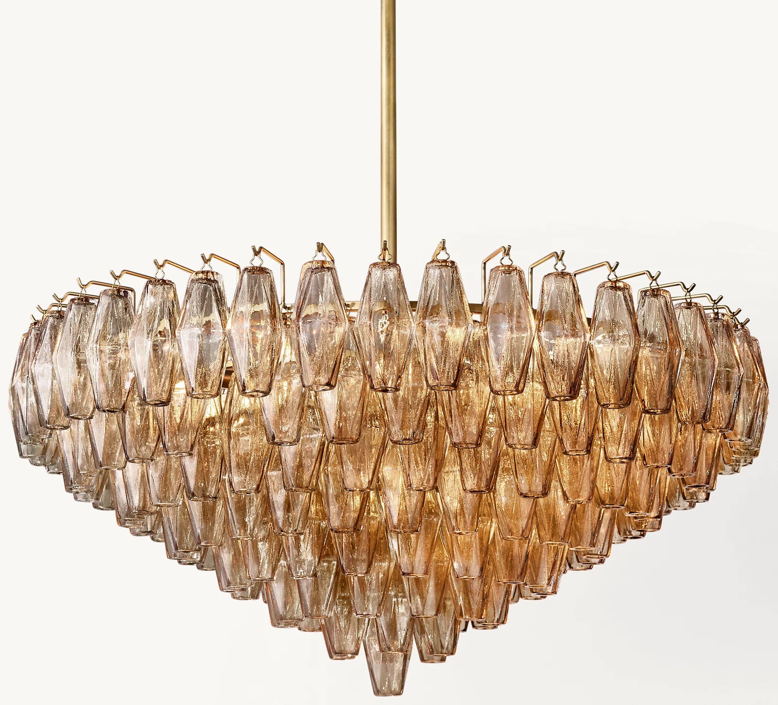 Modern Round/Rectangular/Funnel Smoke Glass Chandelier for Low-ceiling