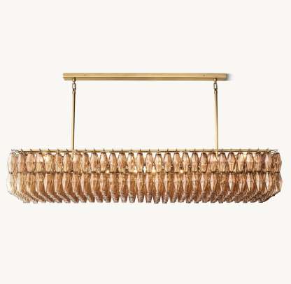 Modern Round/Rectangular/Funnel Smoke Glass Chandelier for Low-ceiling