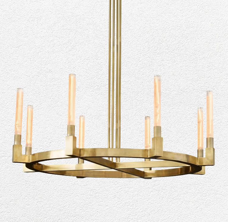 Vertical Linear Candlestick Round Chandelier 36"-Sylvia Space