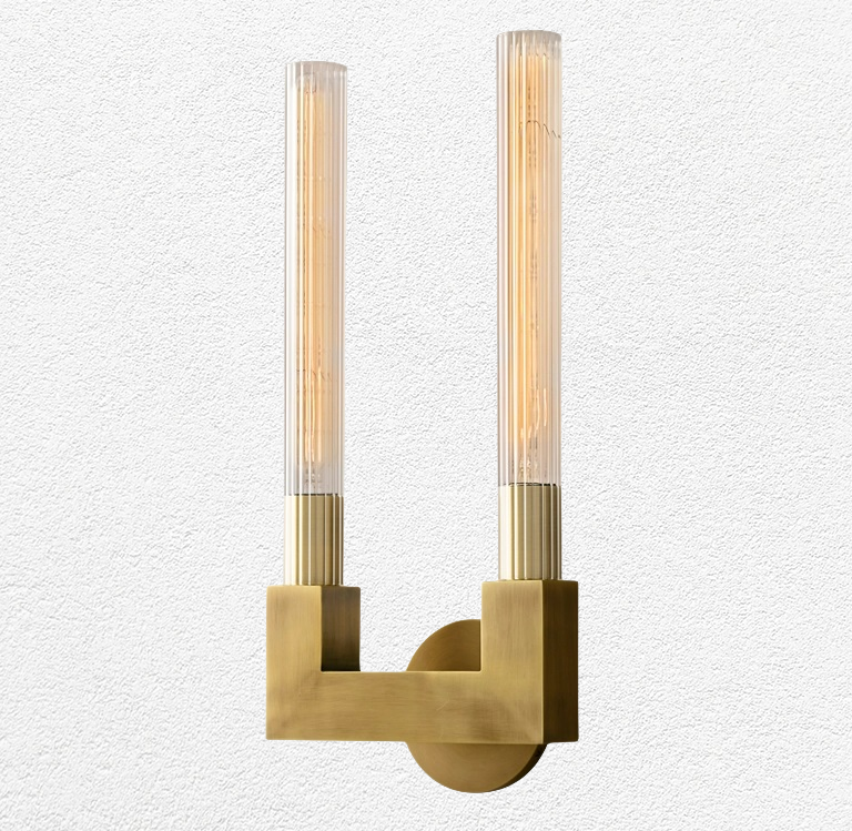 Vertical Linear Candlestick Double Head Wall Sconce-Sylvia Space