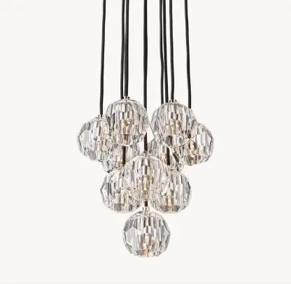 Bouble De  Crystal Round Cluster Chandelier 14"