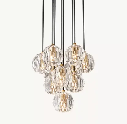 Bouble De  Crystal Round Cluster Chandelier 14"
