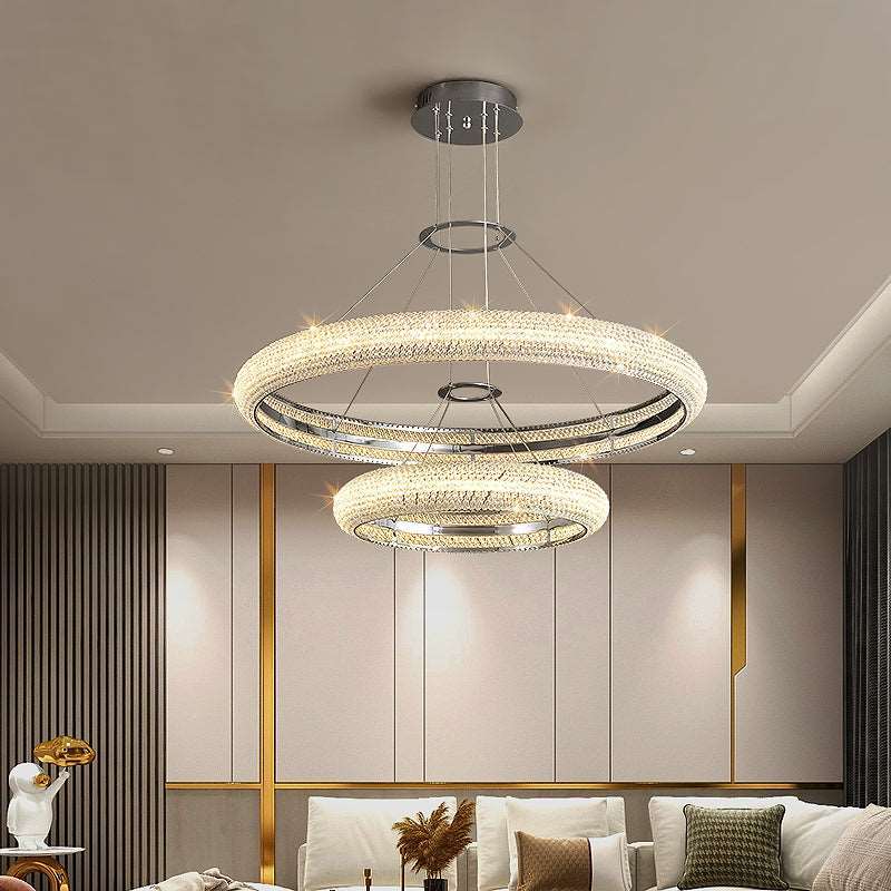 Bergamo Double Ring Modern Crystal Chandelier-Sylvia Space