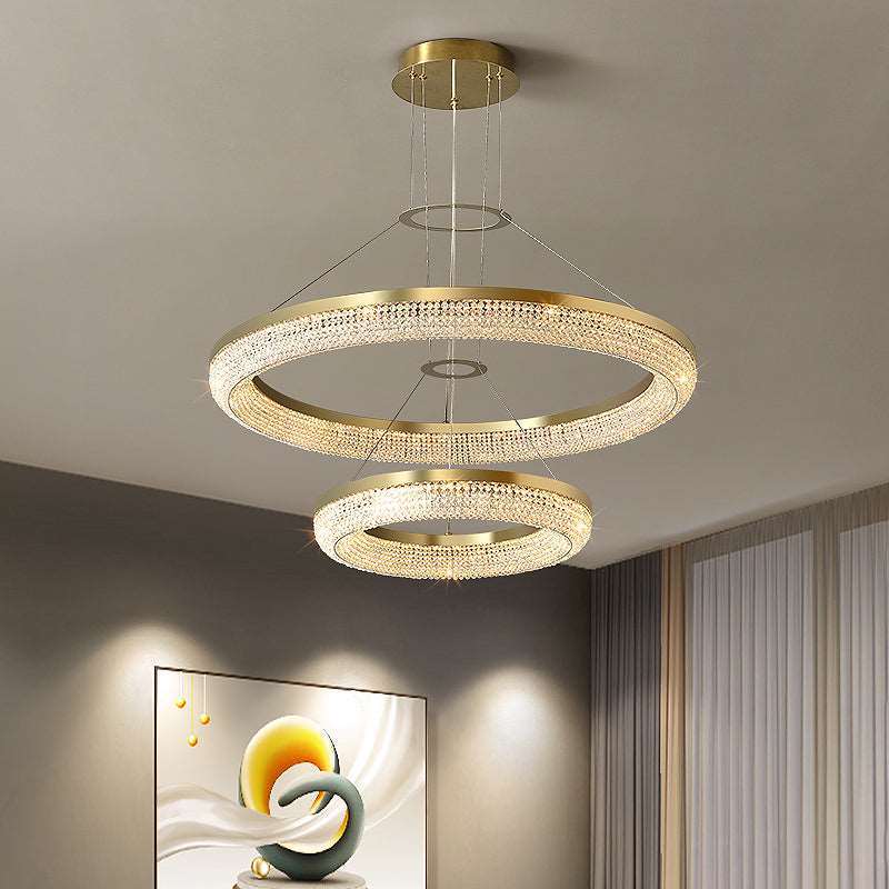 Bergamo Double Ring Crystal Chandelier-Sylvia Space