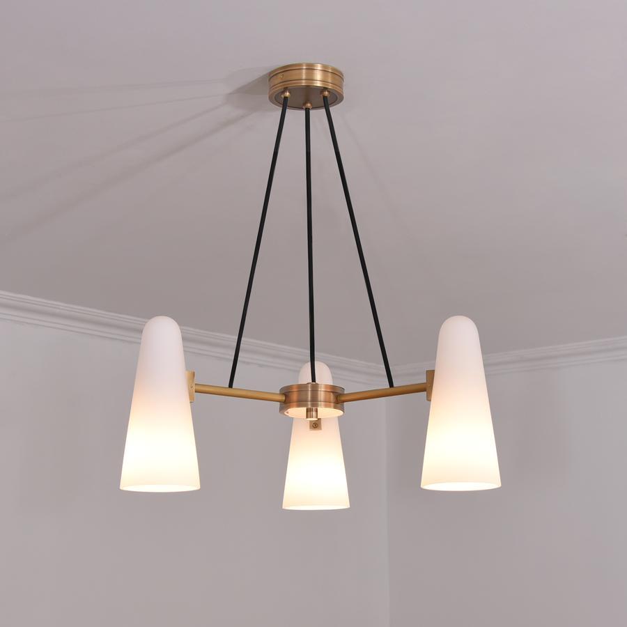 Gloria White Ceramics Round Chandelier 3 Lights-Sylvia Space