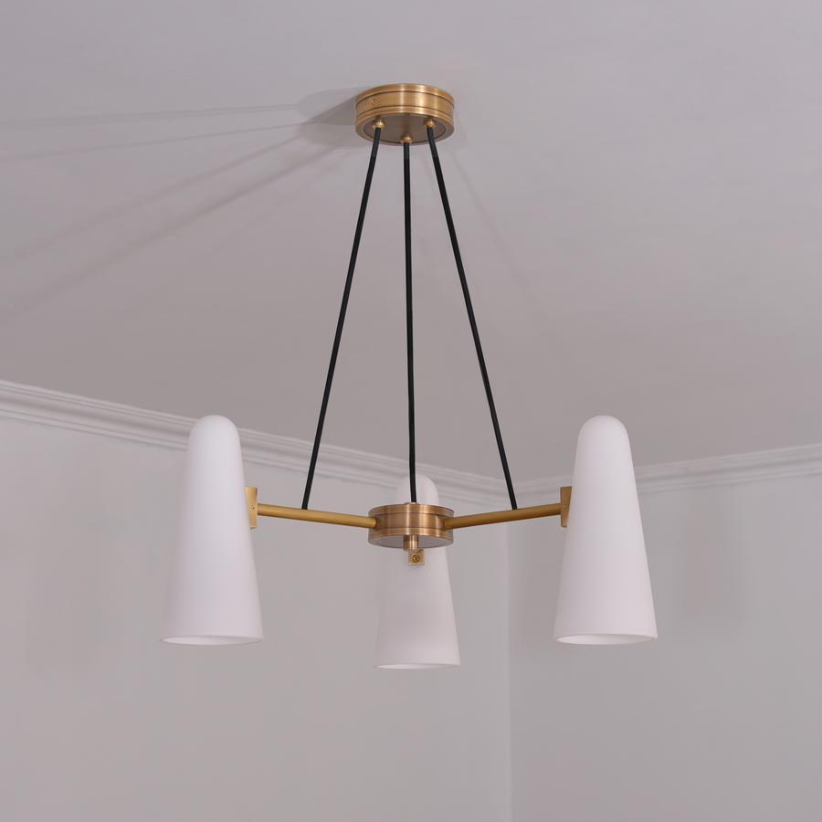 Gloria White Ceramics Round Chandelier 3 Lights-Sylvia Space