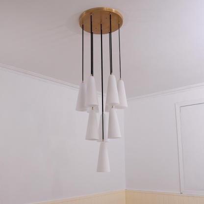Gloria White Ceramics Round Chandelier 18''-Sylvia Space