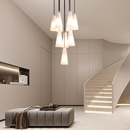 Gloria White Ceramics Round Chandelier 18''-Sylvia Space