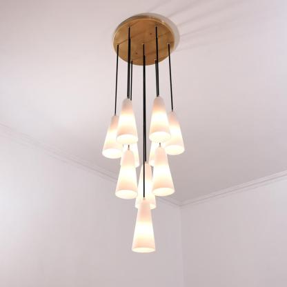 Gloria White Ceramics Round Chandelier 18''-Sylvia Space