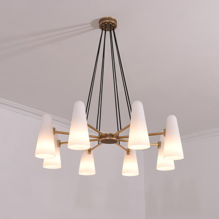 Gloria White Ceramics Round Chandelier 8 Lights-Sylvia Space