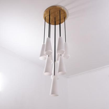 Gloria White Ceramics Round Chandelier 18''-Sylvia Space