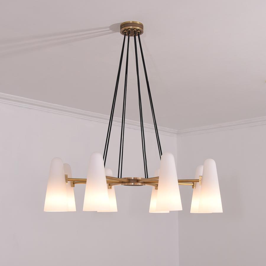 Gloria White Ceramics Round Chandelier 8 Lights-Sylvia Space