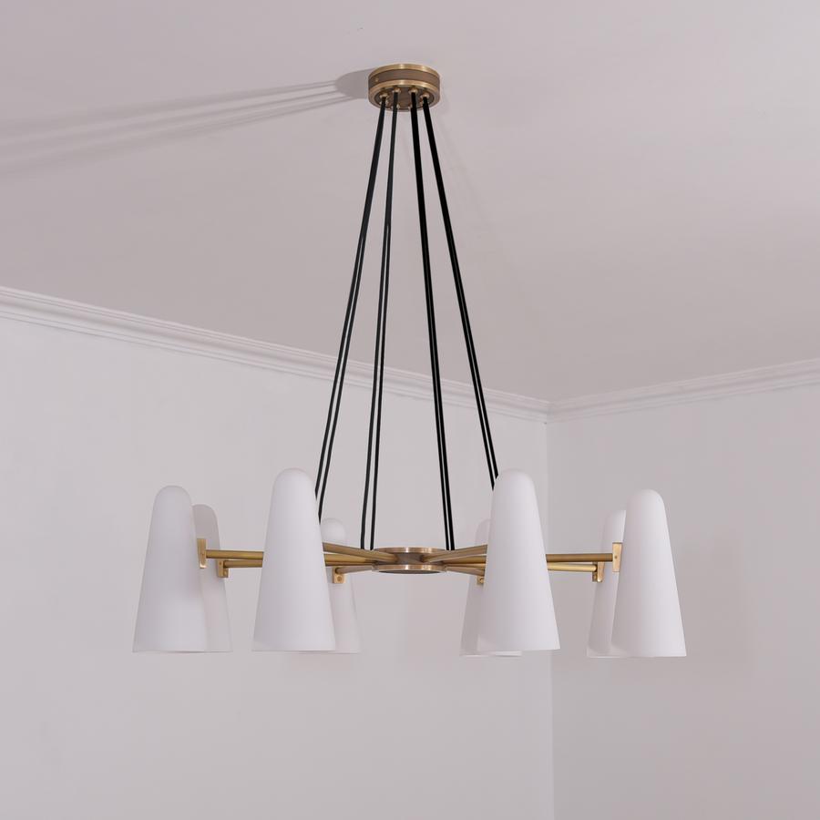 Gloria White Ceramics Round Chandelier 8 Lights-Sylvia Space