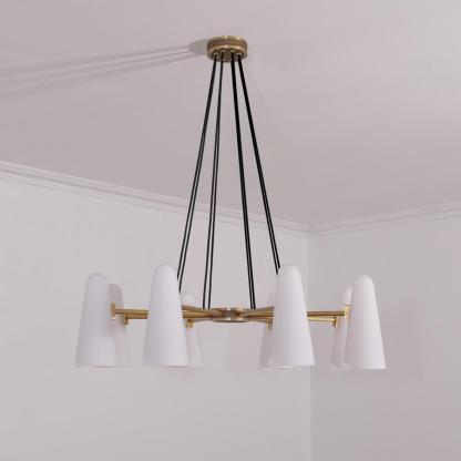 Gloria White Ceramics Round Chandelier 8 Lights-Sylvia Space