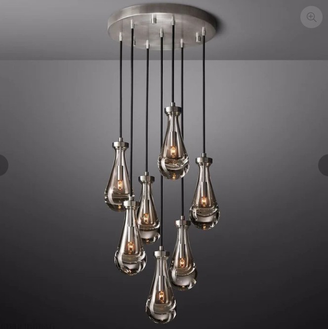 Raindrop Modern Round Chandelier 18" satin nickel