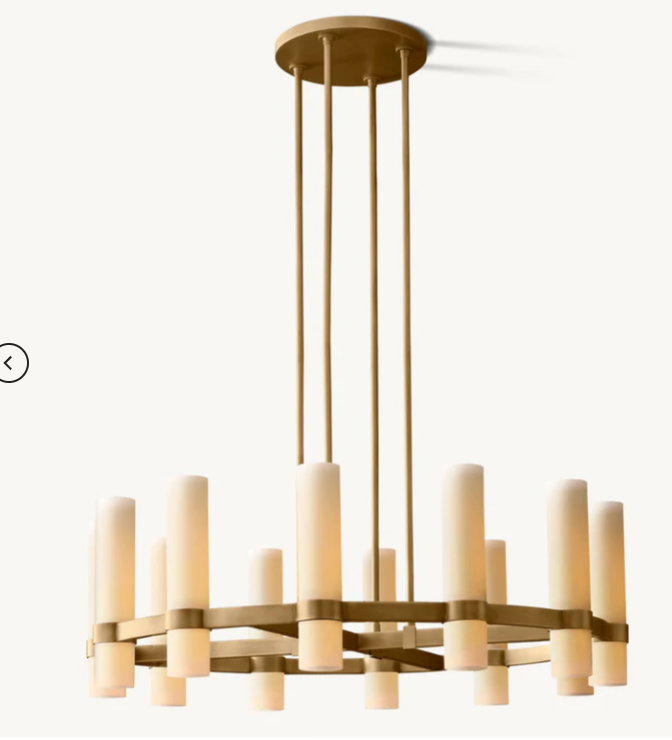 Ravelle Round Milk Glass Chandelier 36 - Custom Satin Nickel Finish