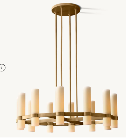 Ravelle Round Milk Glass Chandelier 36 - Custom Satin Nickel Finish