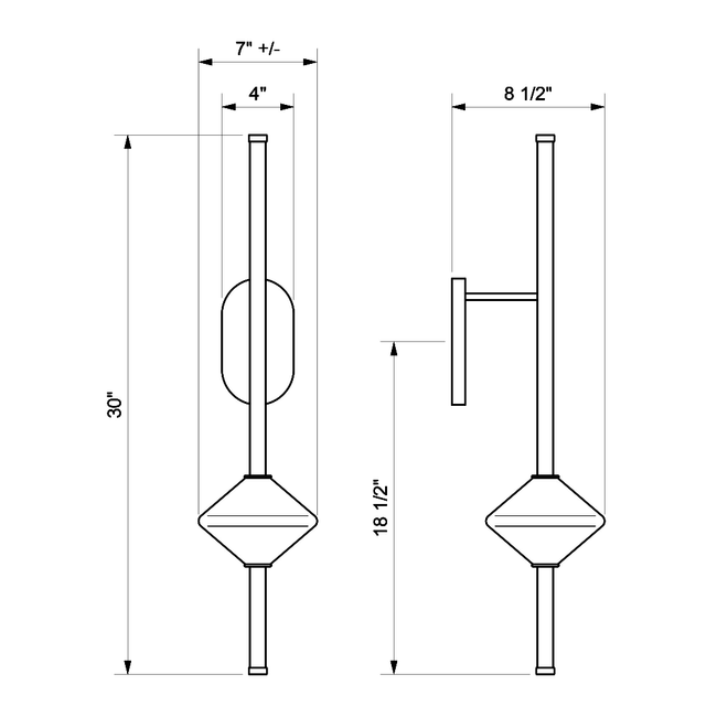 Gem1 Wall Sconce - Fixed Arm