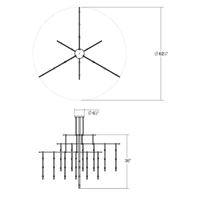 Suspenders Tri-Bar Pendant with Ladder Lights