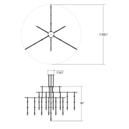 Suspenders Tri-Bar Pendant with Ladder Lights