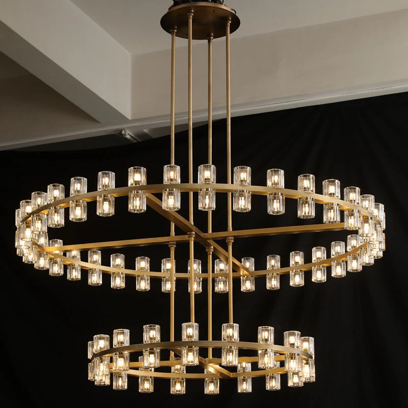 Arcardes Led Round Two-Tier Chandelier For Crystal Cup 60"
