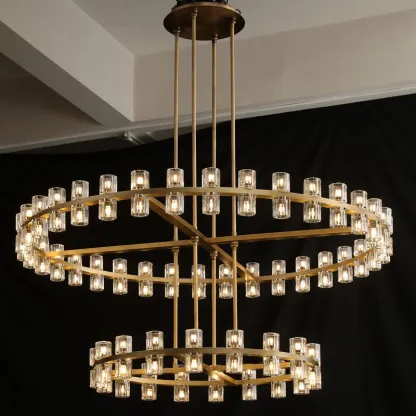 Arcardes Led Round Two-Tier Chandelier For Crystal Cup 60"
