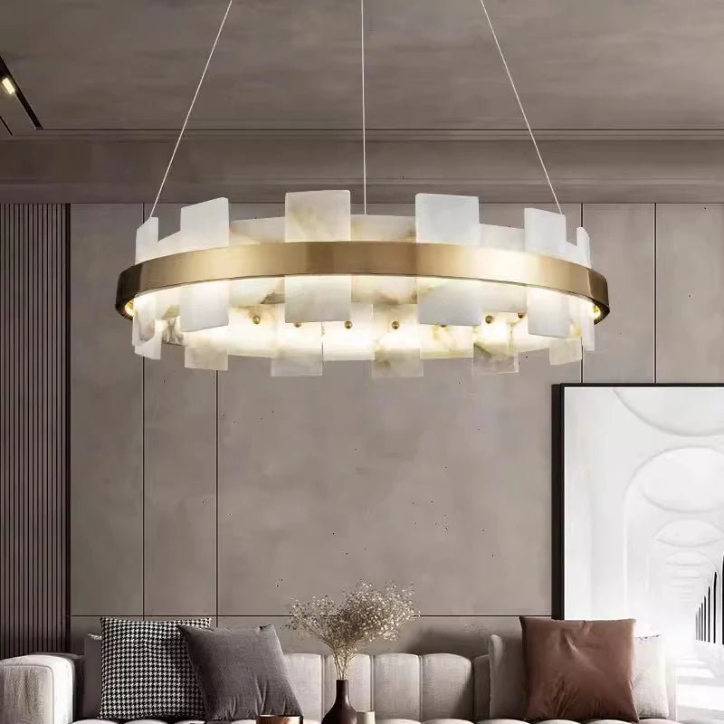 Varnaka Alabaster Chandelier Light-Sylvia Space