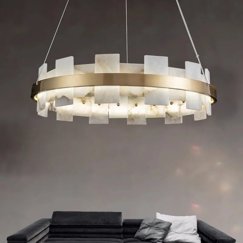 Varnaka Alabaster Chandelier Light-Sylvia Space