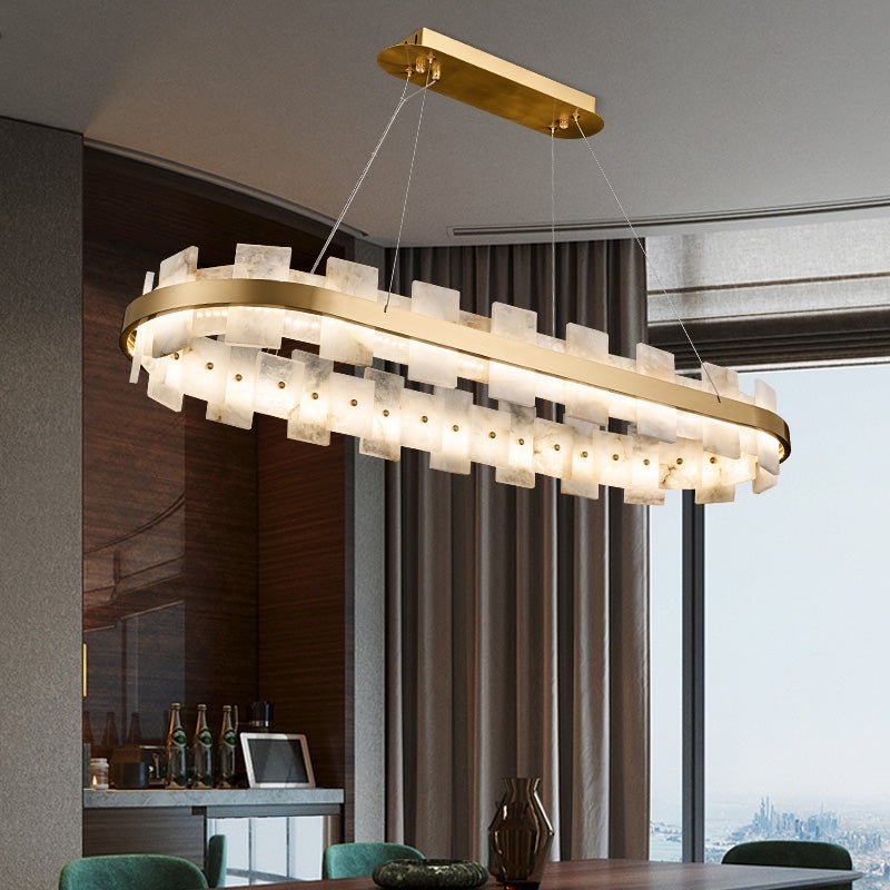 Varnaka Alabaster Chandelier Light-Sylvia Space