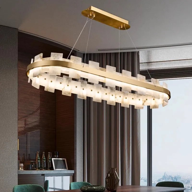 Varnaka Alabaster Chandelier Light-Sylvia Space
