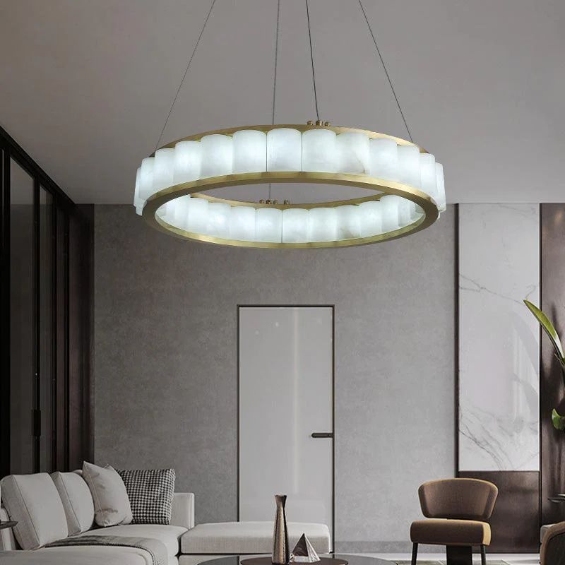 Yubiwa Alabaster Chandelier Light-Sylvia Space
