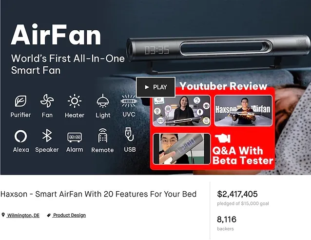 Smart AirFan With 20 Features For Your Bed