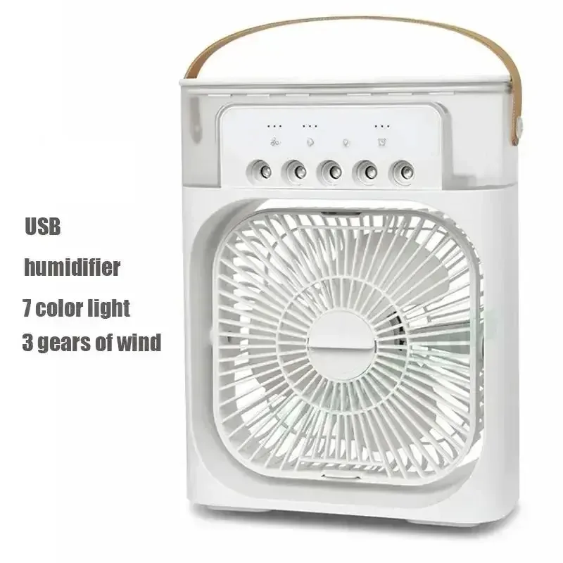 Air Cooler Fan Humidifier Portable 3 in 1 Ice Cube Water Mist Fan Humidifier With 7 Color Light