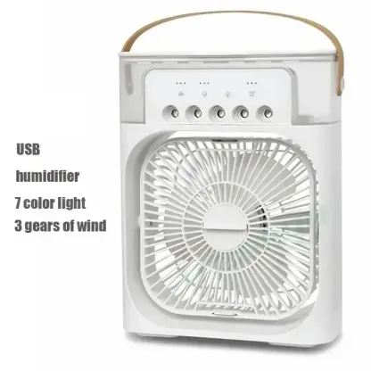 Air Cooler Fan Humidifier Portable 3 in 1 Ice Cube Water Mist Fan Humidifier With 7 Color Light