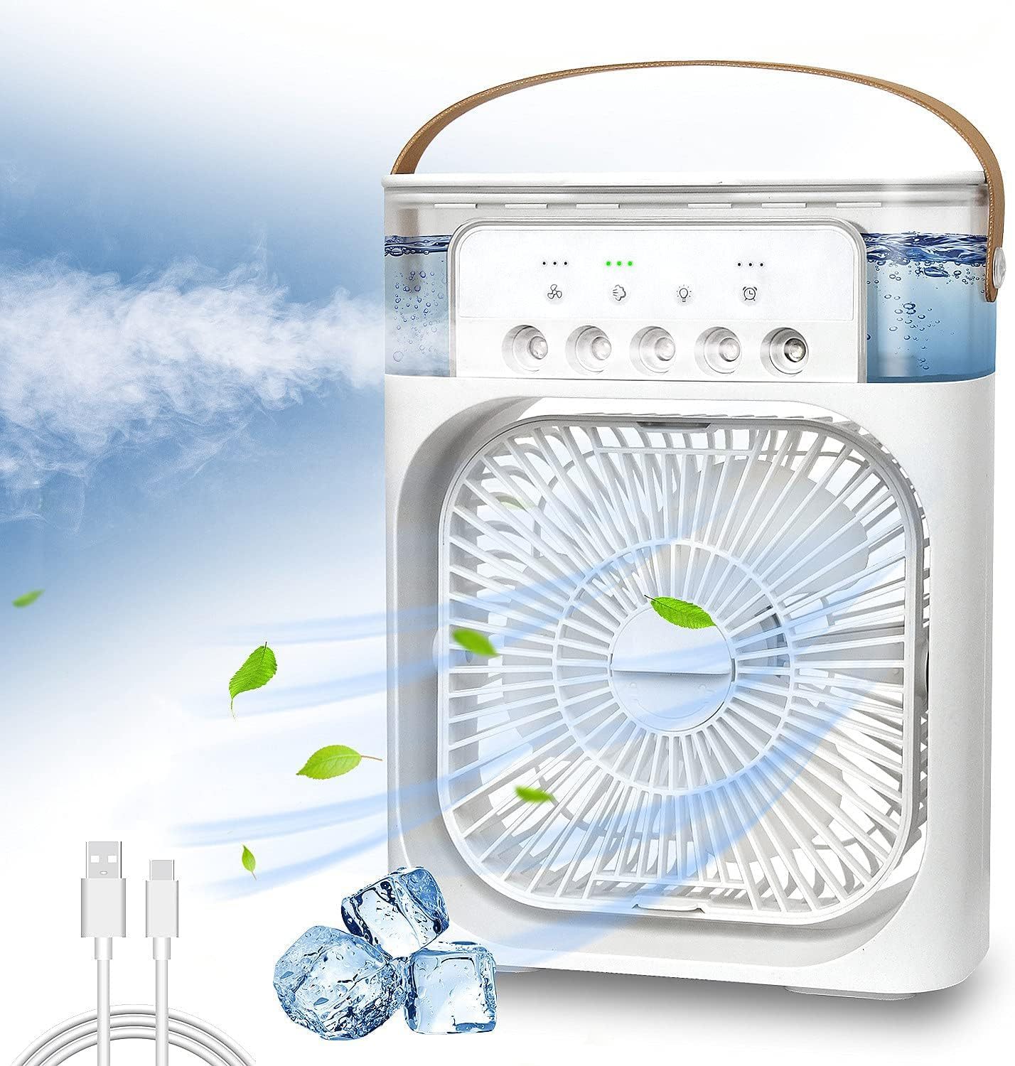 Air Cooler Fan Humidifier Portable 3 in 1 Ice Cube Water Mist Fan Humi