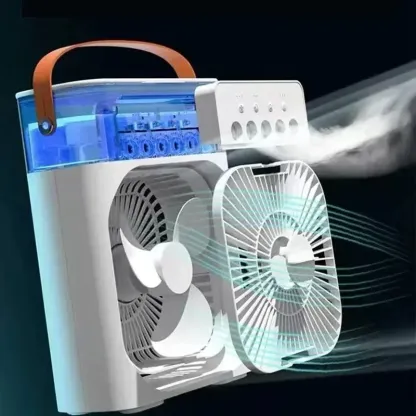 Air Cooler Fan Humidifier Portable 3 in 1 Ice Cube Water Mist Fan Humidifier With 7 Color Light