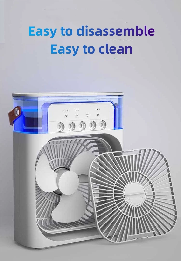 Yipin 2024 New Arrivals 3 In 1 Air Cooler Mini Fan Water Air Cooler table mist fan Humidifier With 7-Color Light Portable fan