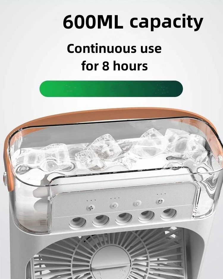 Yipin 2024 New Arrivals 3 In 1 Air Cooler Mini Fan Water Air Cooler table mist fan Humidifier With 7-Color Light Portable fan