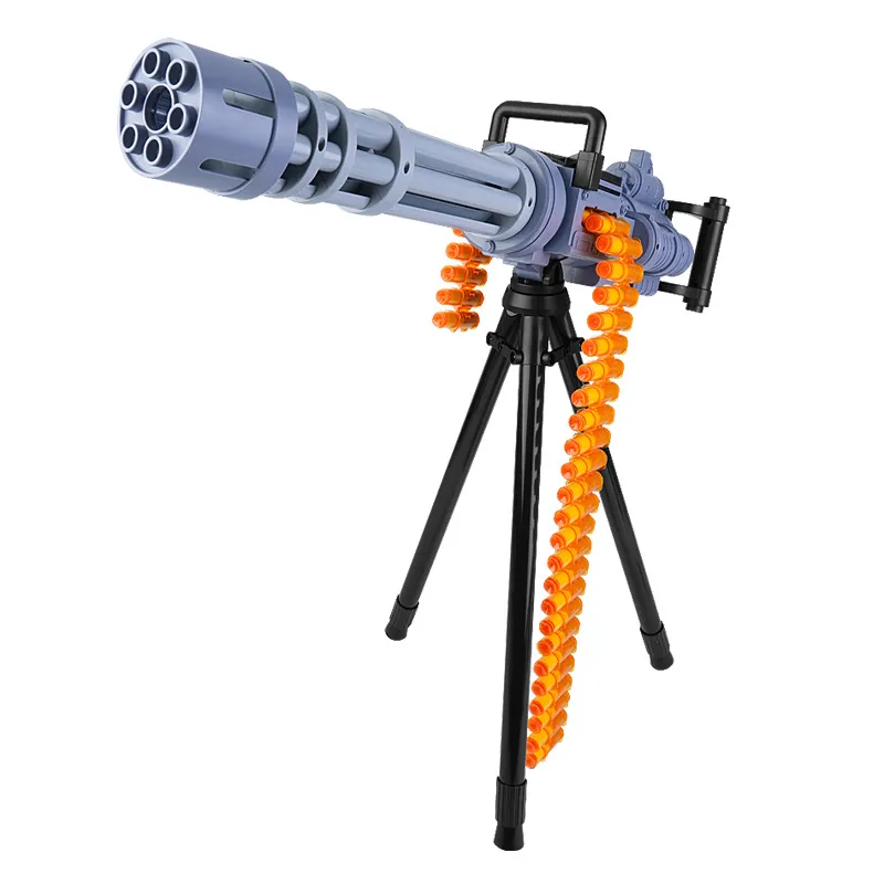 Electric Manual 2-Mode Soft Gun Toy Blaster - Gatling Style Submachine Gun with Tripod for Adult and Teen Play