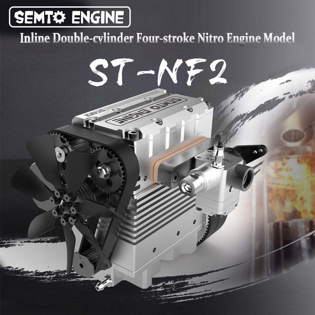 SEMTO ENGINE ST-NF2 DIY Build a Nitro 4 Stroke 2 Cylinder Engine Kit That Runs- FS-L200AC
