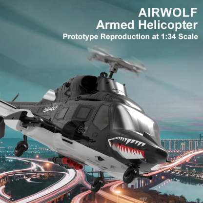 WOLFBUSH AW-911 Airwolf 1/34 Scale RC Helicopter Smart GPS 2.4G 9CH 6G/3D Stunt RC Airplane