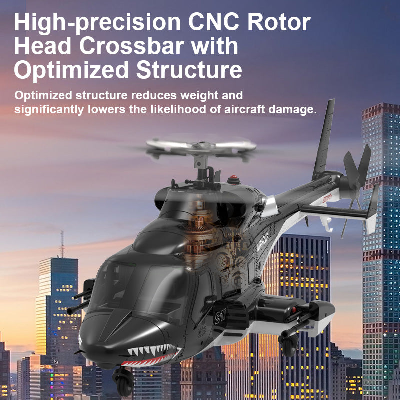 WOLFBUSH AW-911 Airwolf 1/34 Scale RC Helicopter Smart GPS 2.4G 9CH 6G/3D Stunt RC Airplane