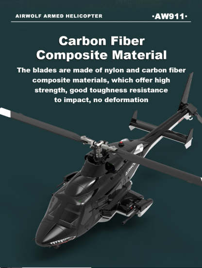 WOLFBUSH AW-911 Airwolf 1/34 Scale RC Helicopter Smart GPS 2.4G 9CH 6G/3D Stunt RC Airplane